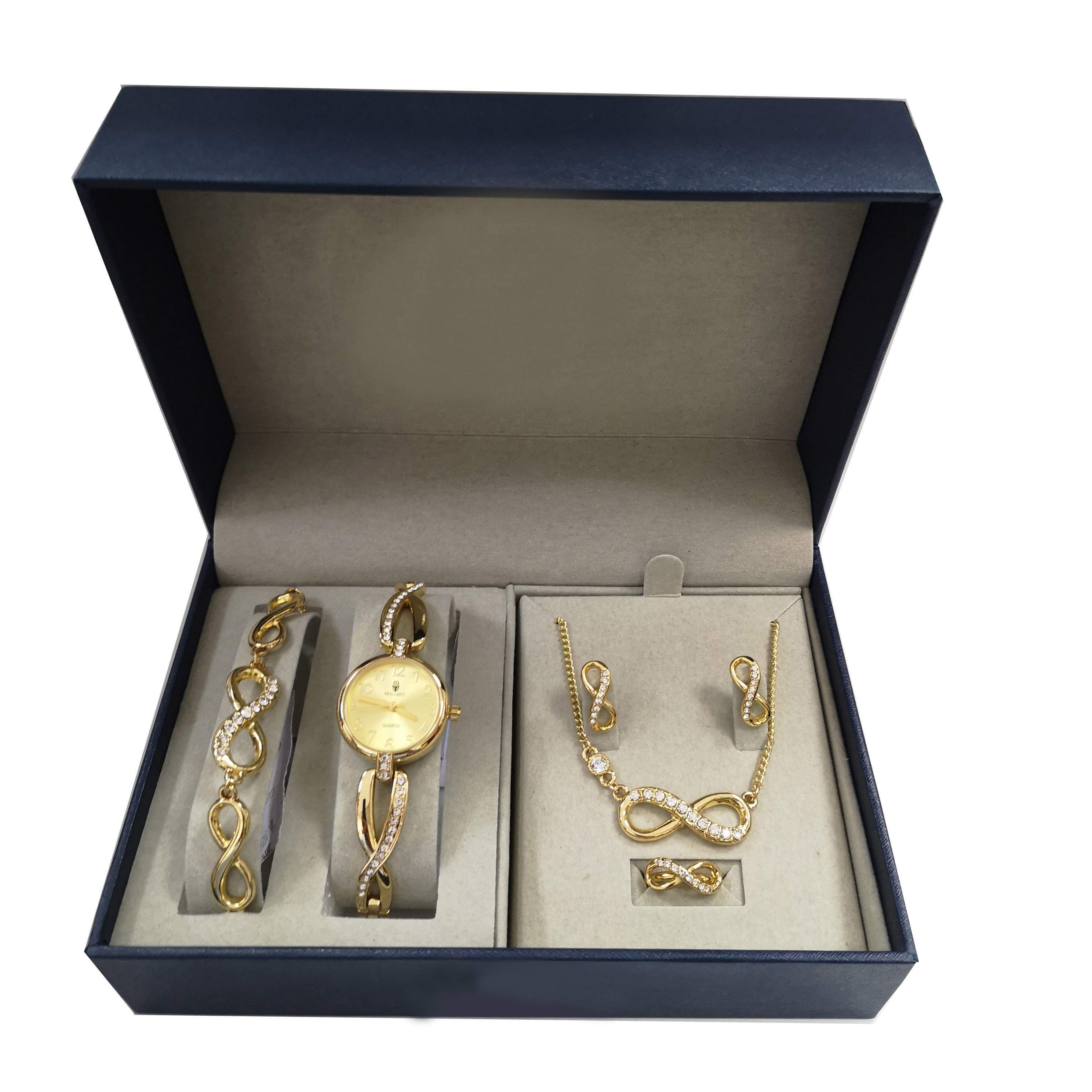 High quality new model fashion women watch gift set gold plated lady watch and earring and necklace jewelry gift set