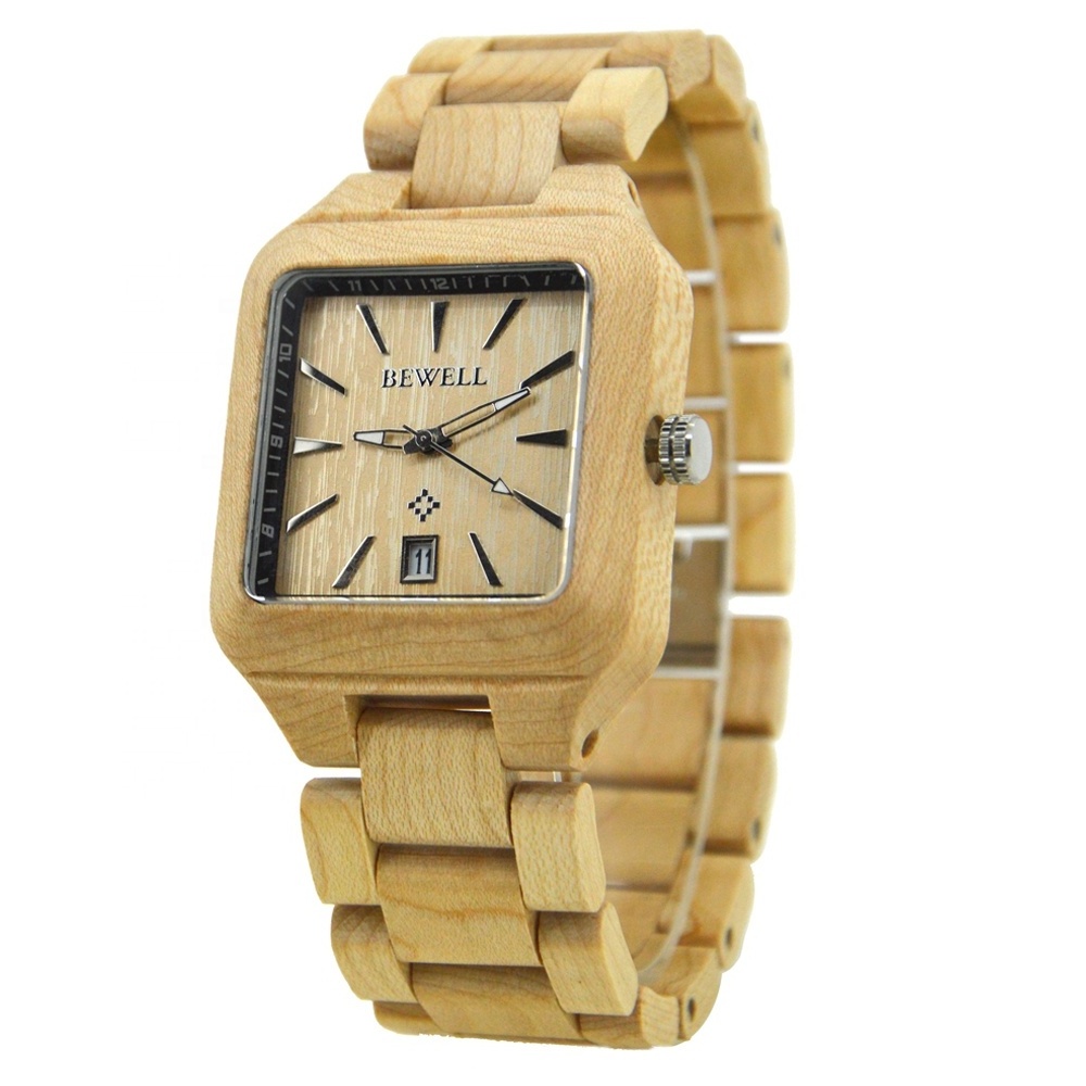 Factory wholesale cheap black wooden men watches fashion japan quartz movement red bamboo watch maple wood watch in stock