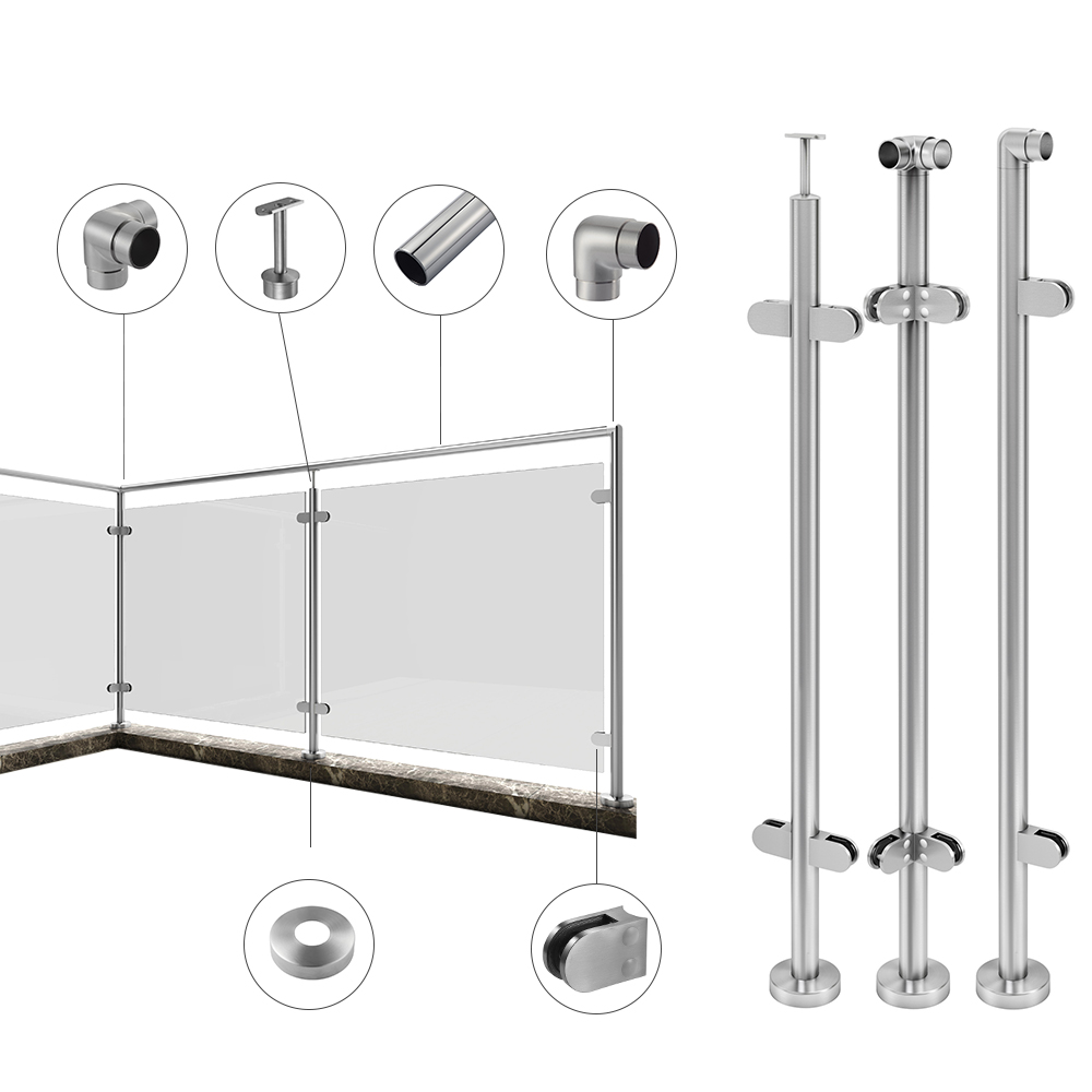 Easy fixing stainless steel balustrades & handrails fitting glass railing fitting