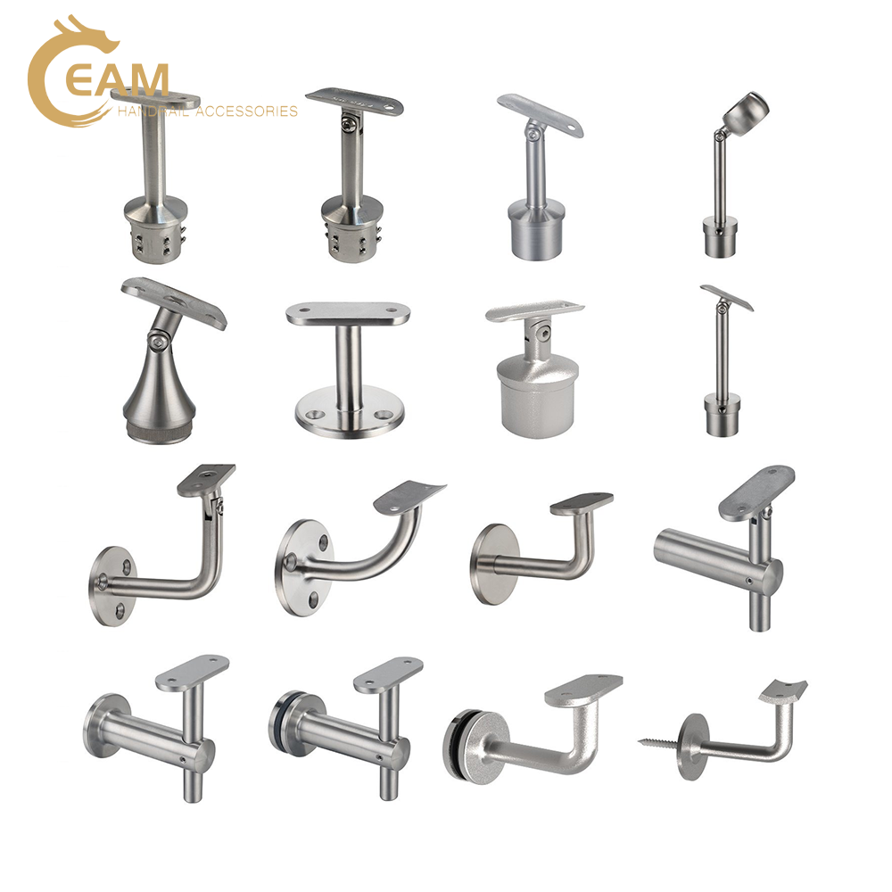 stainless steel staircase handrail railing accessories balustrade fitting pipe connector tube support balcony glass railing