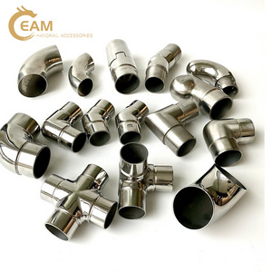 stainless steel staircase handrail railing accessories balustrade fitting pipe connector tube support balcony glass railing