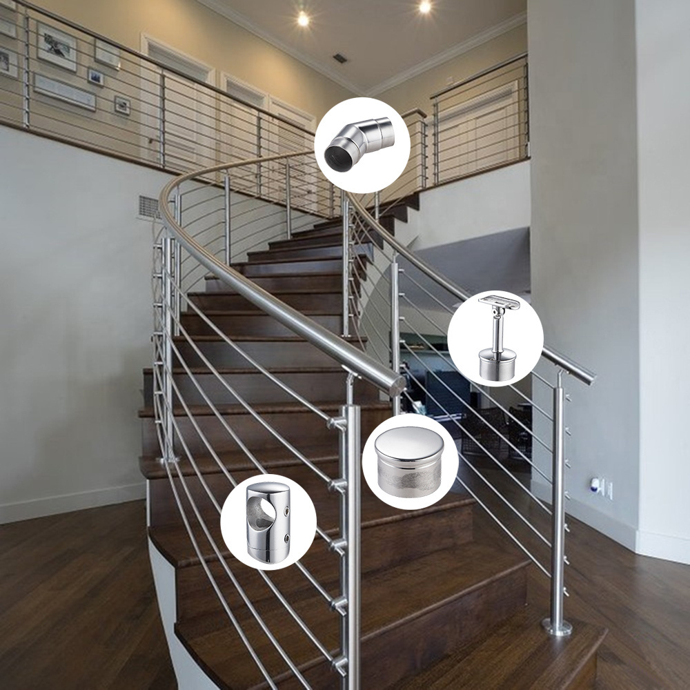 304 Stainless steel stair Balcony  balustrade handrail Accessories for outdoor steps staircase railing design price