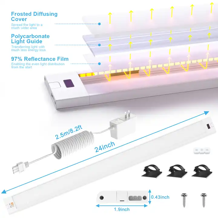 High Quality Furniture 40cm 60cm Cupboard Dimmable 5V Rechargeable Super Bright LED Cabinet Night Under Counter Light Fixtures