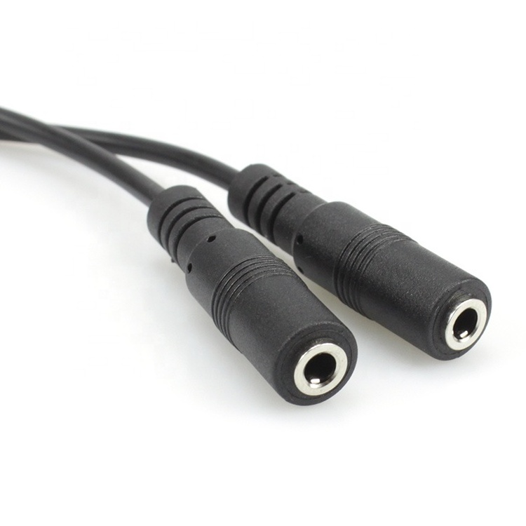 Customize 3.5mm 2 Female to 1 Male Y Splitter 1 input 2 output audio splitter Cable