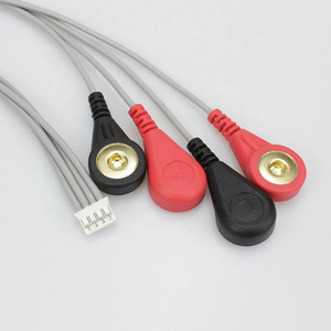 Customized 4 Leads ECG Cable XH2.54 to snap button electrode Medical cable