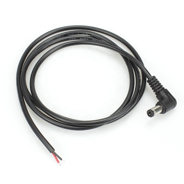 Customize DC5.5x2.1mm male to open wire power cable   Right Angle DC Power CORD