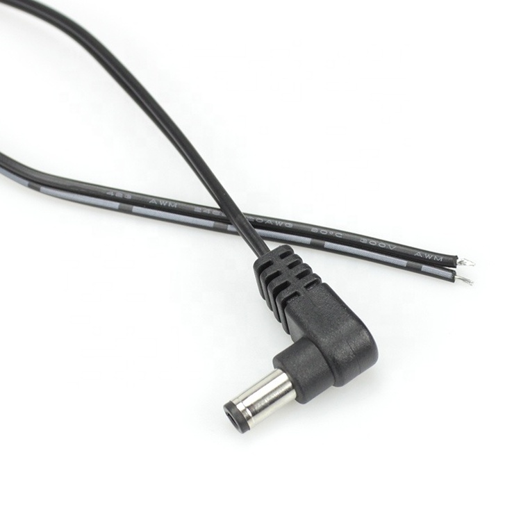 Customize DC jack 5.5x2.mm power cable 20AWG Right Angle 90 Degree DC cord