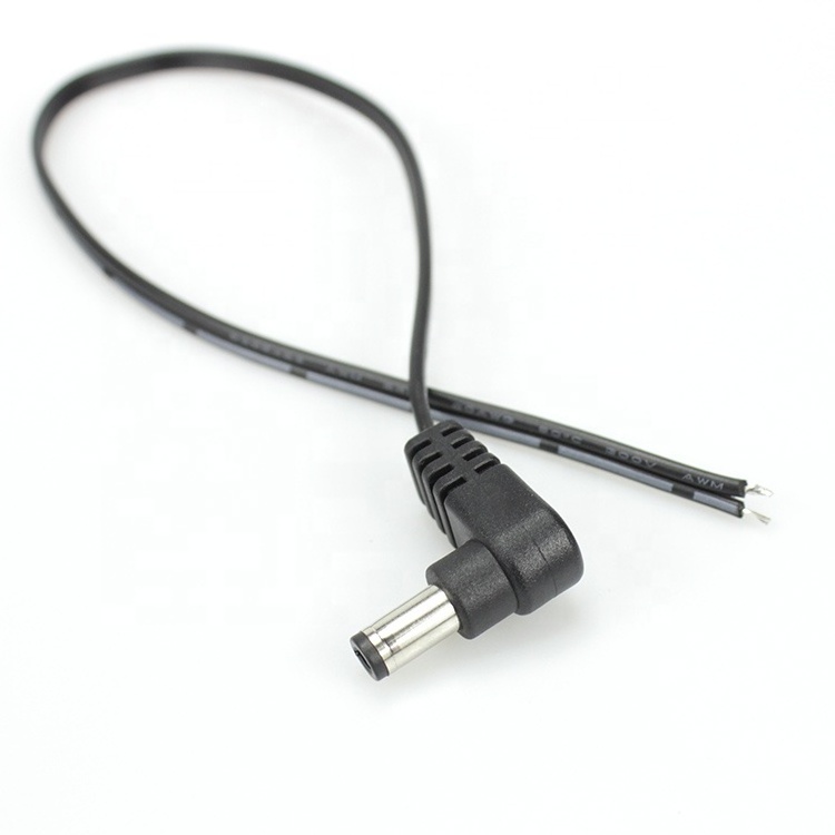 Customize DC jack 5.5x2.mm power cable 20AWG Right Angle 90 Degree DC cord