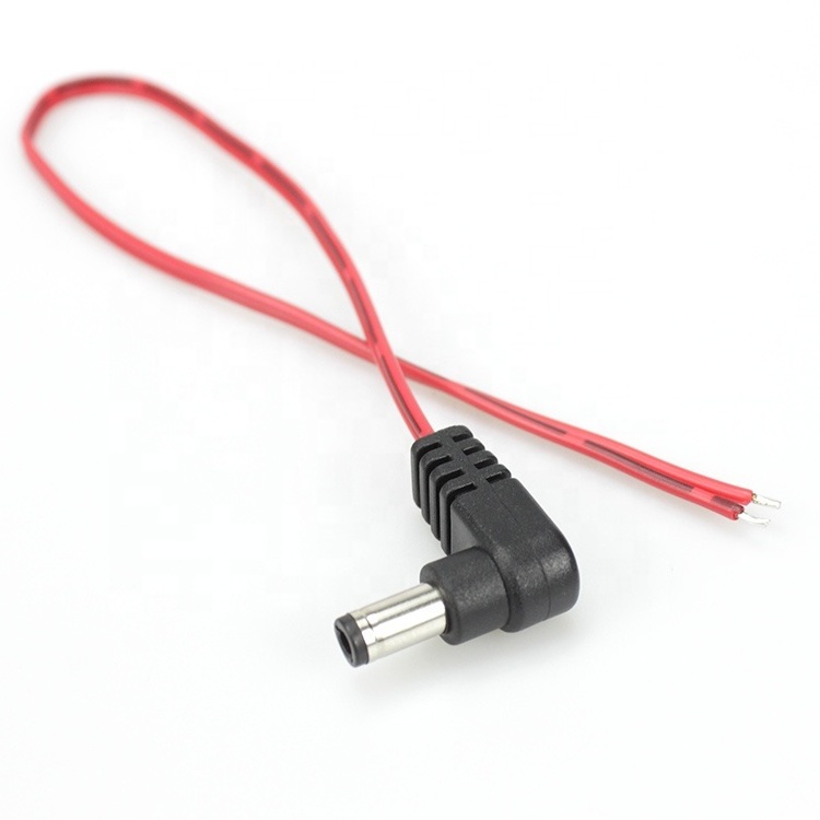 Customize DC jack 5.5x2.mm power cable 20AWG Right Angle 90 Degree DC cord