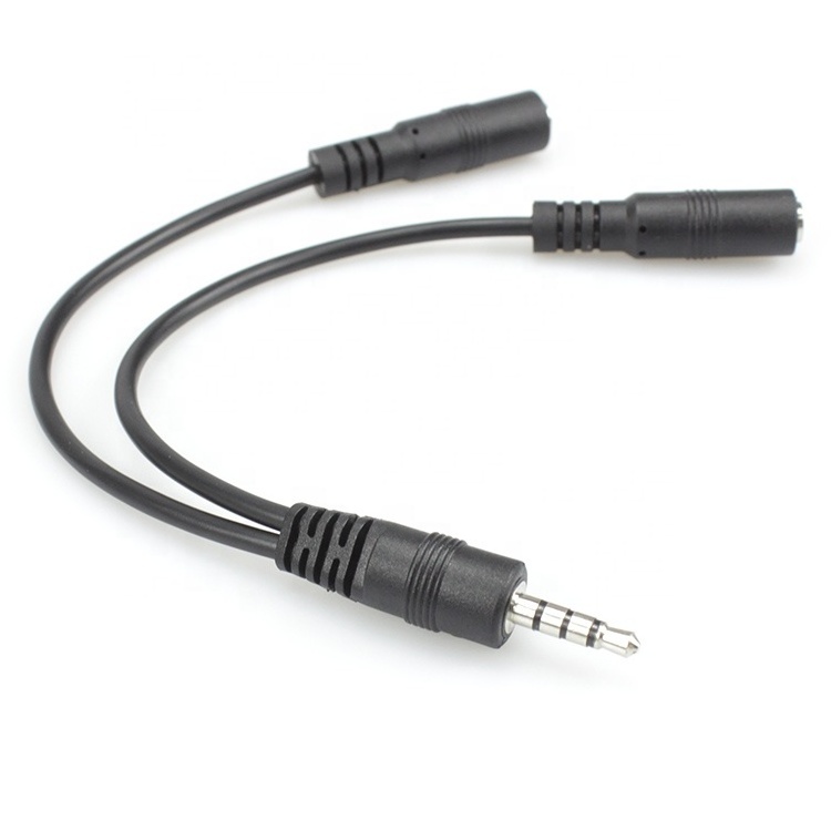 Customize 3.5mm 2 Female to 1 Male Y Splitter 1 input 2 output audio splitter Cable