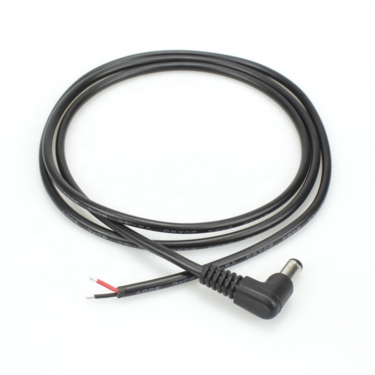 Customize DC5.5x2.1mm male to open wire power cable   Right Angle DC Power CORD