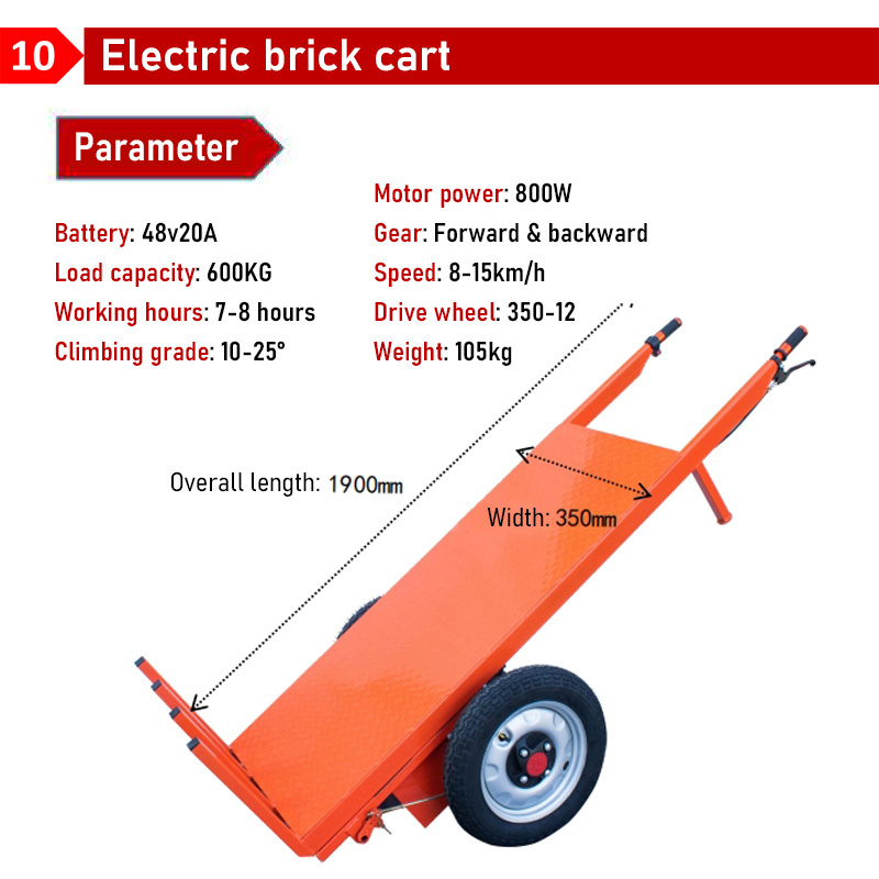 Xuyang New Manufacturer Construction Engineering Hand Push Electric Trolley Brick Loading Unloading Truck Pull Dump Brick Cart