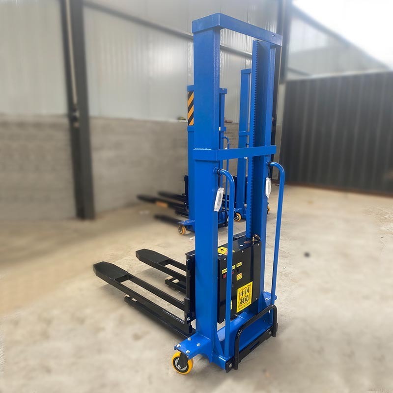 Xuyang 1000kg self loading portable forklift 500kg mini small hand manual semi electric self load lifting stacker