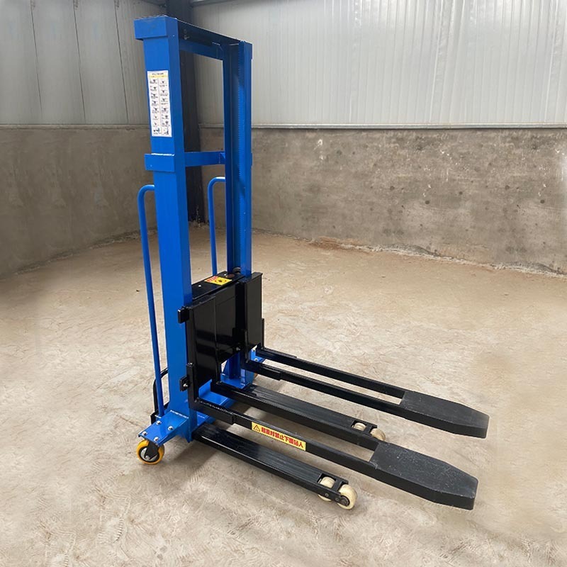 Xuyang 1000kg self loading portable forklift 500kg mini small hand manual semi electric self load lifting stacker