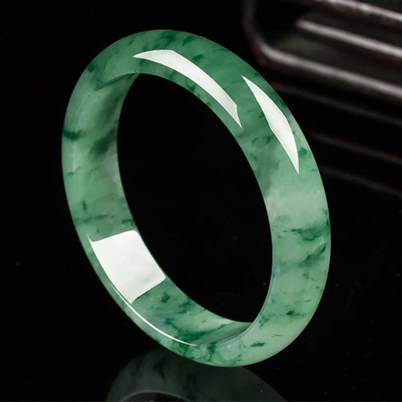 Natural Myanmar A Green Handcarved Jadeite Bracelet Real Jade Jewelry Burma Jade Bangle Pulsera De Jade (MB18355)