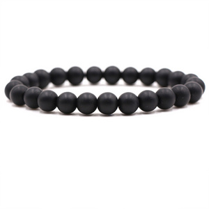 Wholesale High Quality Men's mala black onyx bracelet high grade black agate jewelry bracelet