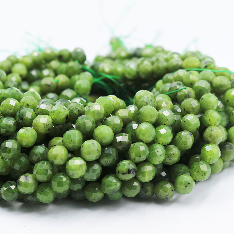 Wholesale Natural Faceted Green Canadian Nephrite Jade Stone Beads for Bracelet Jewelry Making (AB1942)