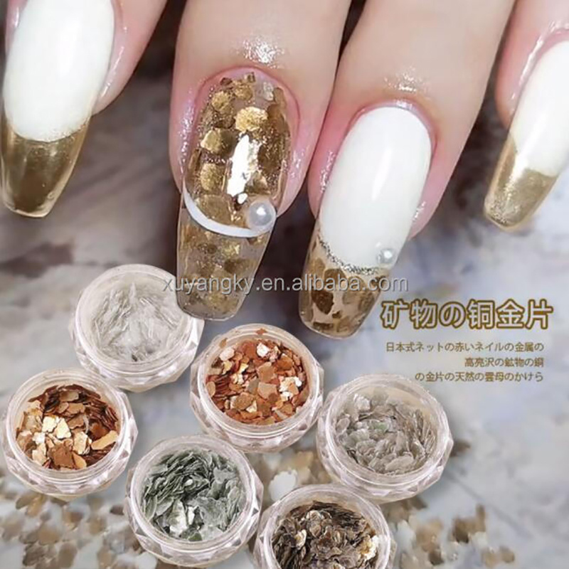 Cheap Natural Mica Texture Nail Art Patch Slice Shell Metal Slice Nail Polish Glue Sequins