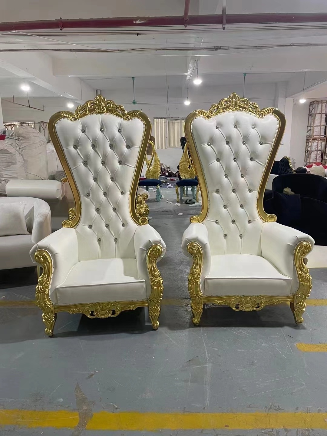 Decoration Romantic Wedding Golden High Back King Throne Chair Rental