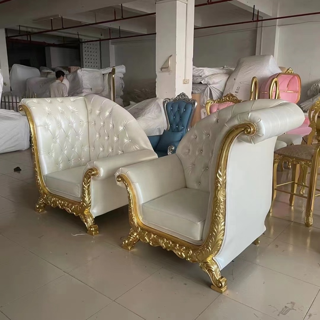 Wholesale Hotel Furniture Luxury White Leather Bride And Groom Wedding Throne Chair