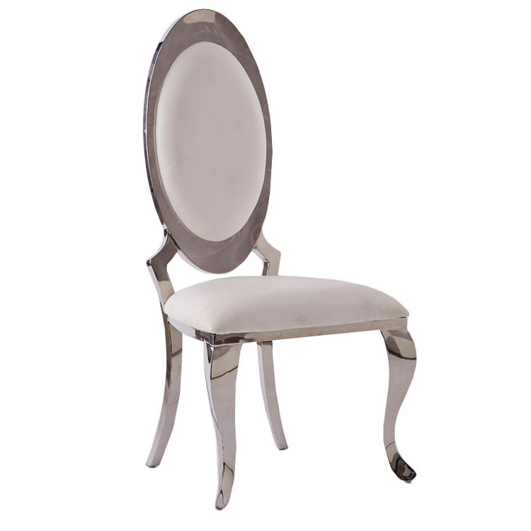 Wholesale  Factory Goose Egg Back Comfortable Wedding Round Back Golden Dining Stainless Steel Banquet Chair For Rental