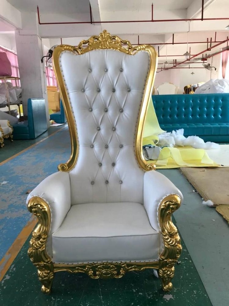 Decoration Romantic Wedding Golden High Back King Throne Chair Rental