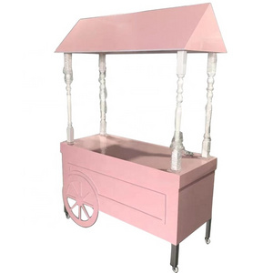 White PVC material wedding party candy cart with wheels