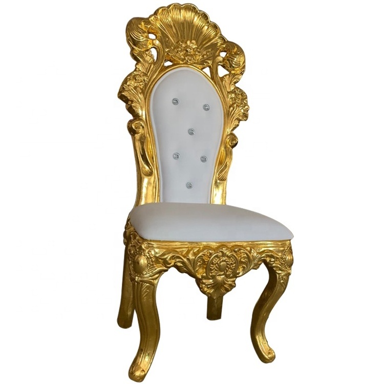 Wholesale Gold High Back Royal Wooden Armless Throne Dinning Chair