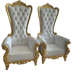 Decoration Romantic Wedding Golden High Back King Throne Chair Rental