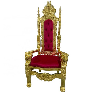 Wholesale Leather Cheap Royal Antique King Lion Throne Chair For Wedding