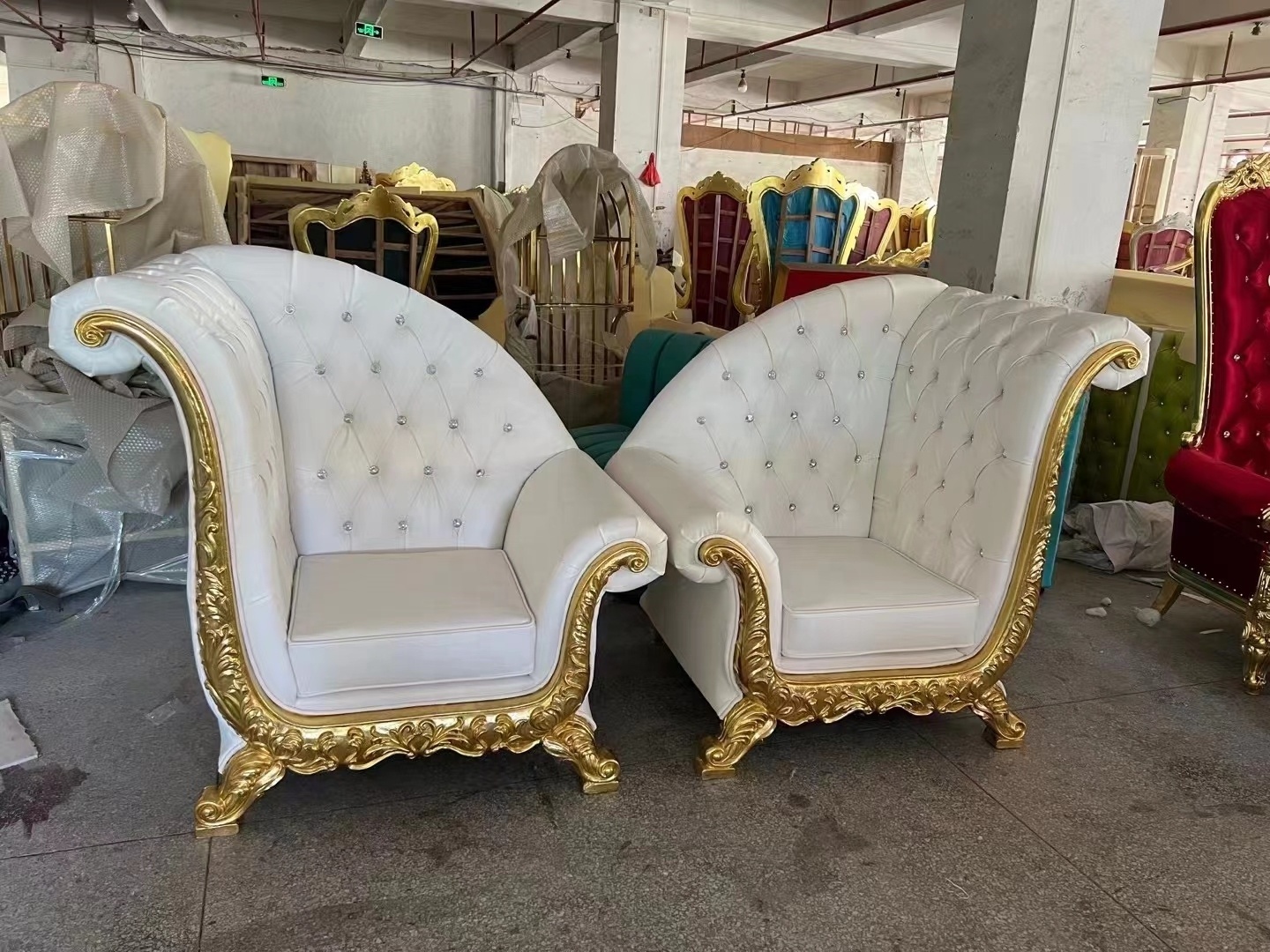 Wholesale Hotel Furniture Luxury White Leather Bride And Groom Wedding Throne Chair