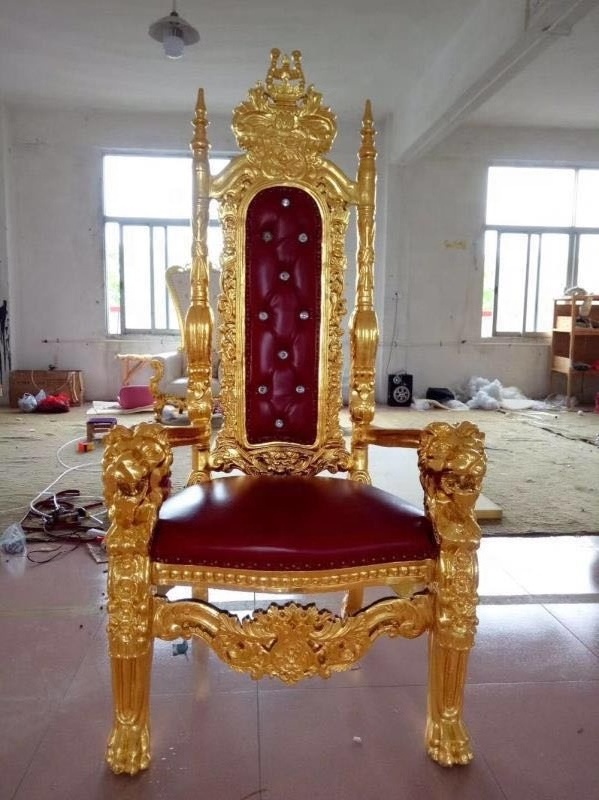 Wholesale Leather Cheap Royal Antique King Lion Throne Chair For Wedding