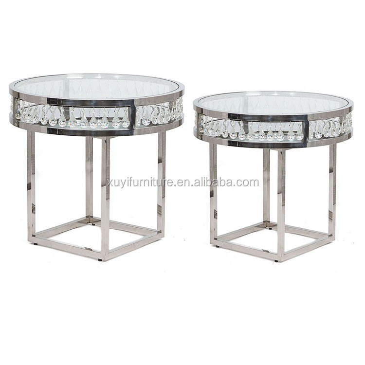 Luxury S shape or round shape gold stainless steel mirror glass wedding table