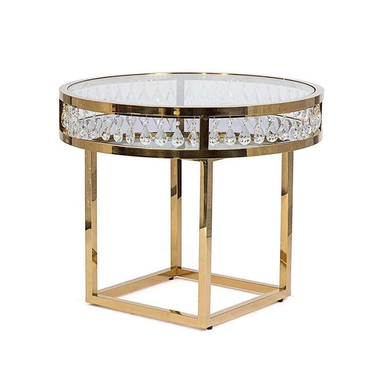 Luxury S shape or round shape gold stainless steel mirror glass wedding table