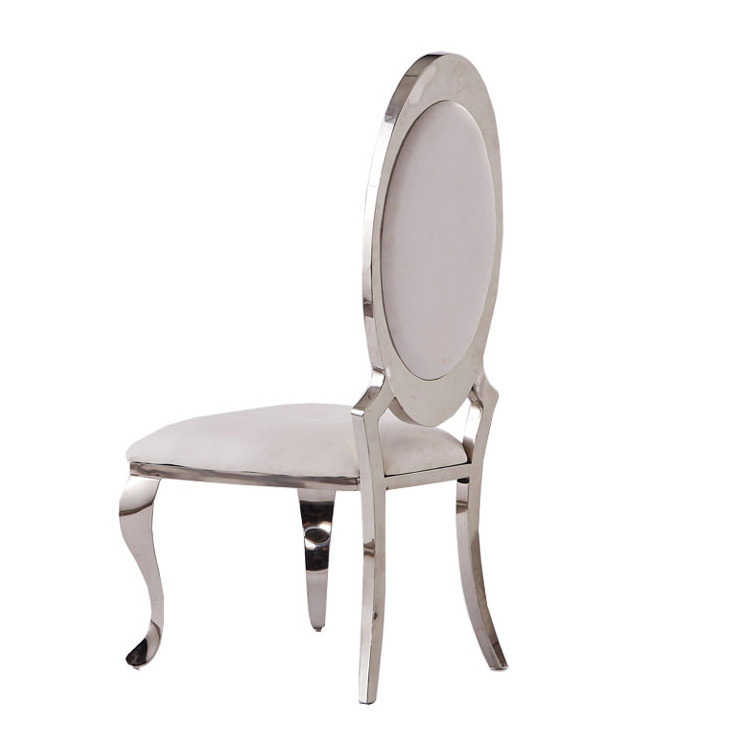 Wholesale  Factory Goose Egg Back Comfortable Wedding Round Back Golden Dining Stainless Steel Banquet Chair For Rental