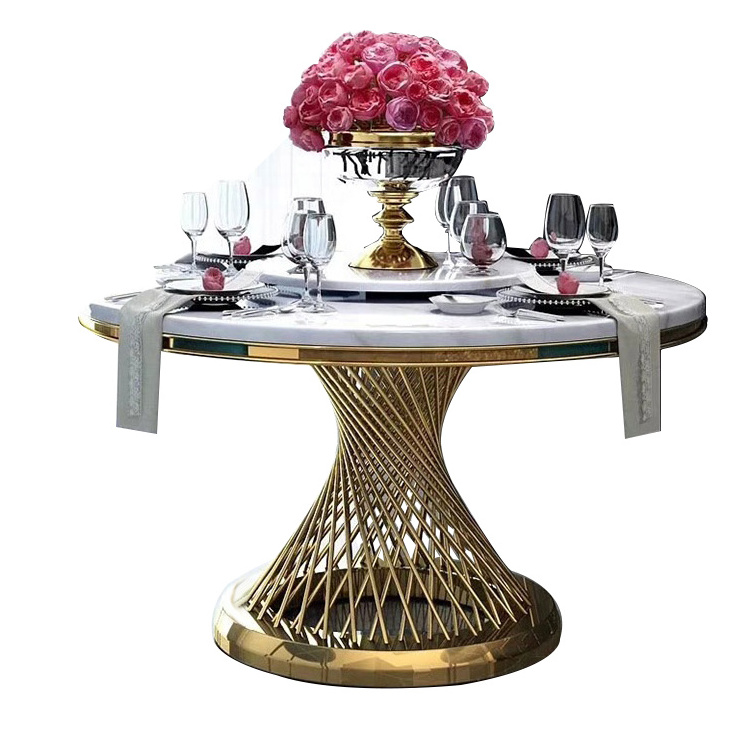 Gold round stainless steel legs mirror glass wedding cakes table for sale