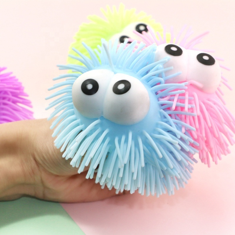 Big Eyes Sea Urchin Stretchy Stress Ball Spiky Puffer Squishy Stress Light Up Puffer Ball