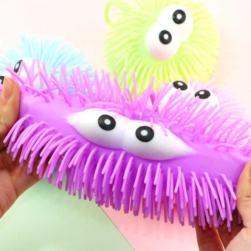 Big Eyes Sea Urchin Stretchy Stress Ball Spiky Puffer Squishy Stress Light Up Puffer Ball