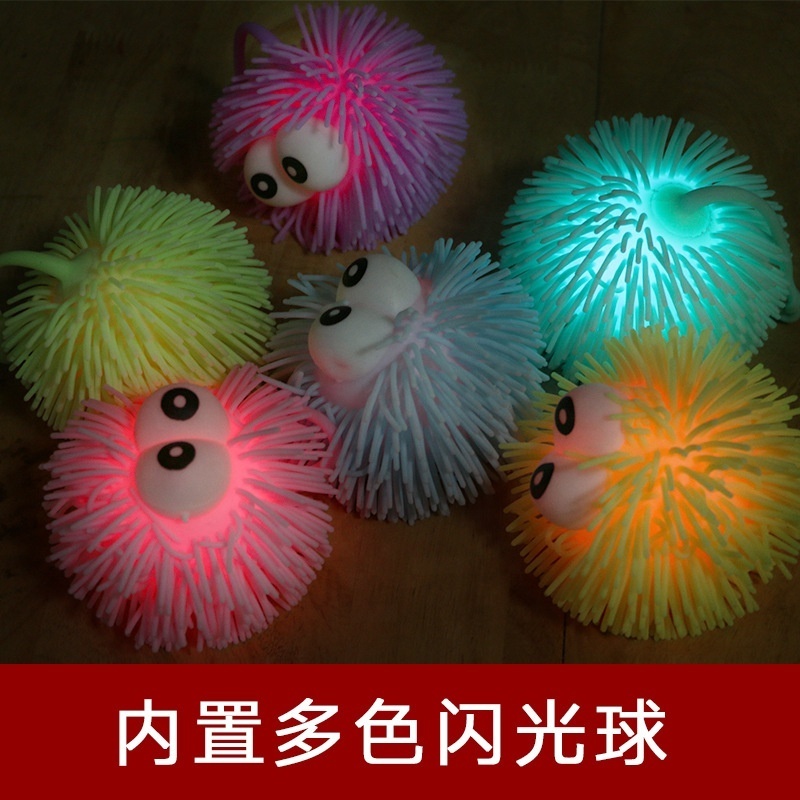 Big Eyes Sea Urchin Stretchy Stress Ball Spiky Puffer Squishy Stress Light Up Puffer Ball