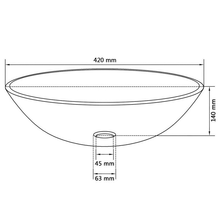 Clear Glass Round Circular Poly Resin Bathroom Wash Hand Basin