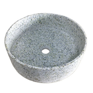 Eco-friendly Round Circular Natural Concrete Stone Bathroom Wash Basin