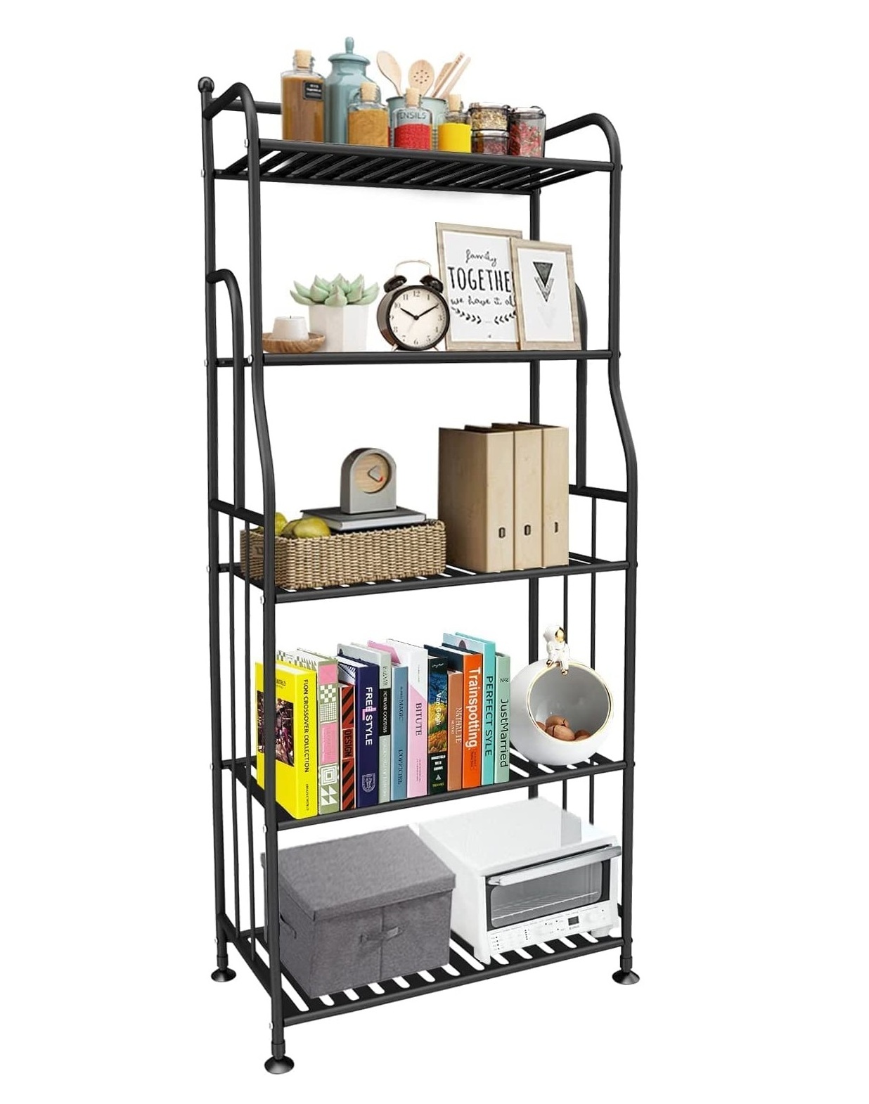 5 Tier Metal Plant Stand Iron Sheet with Strong Load-Bearing Multi-Function Storage Rack Flower Display Indoor and Plant Shelf