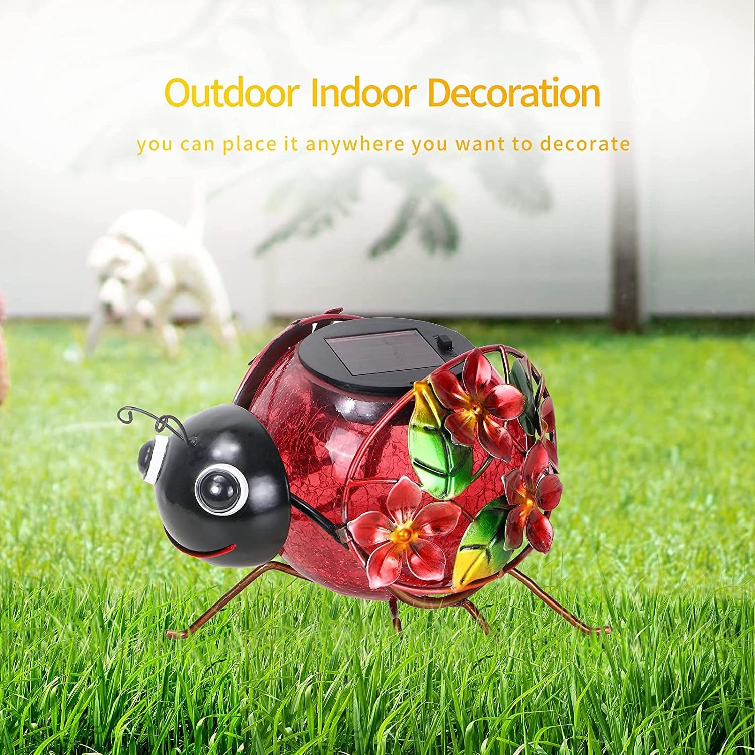 2023 Waterproof LED Solar Lights Outdoor Ladybug Decorative Tabletop Lanterns for Patio Garden Table Decor