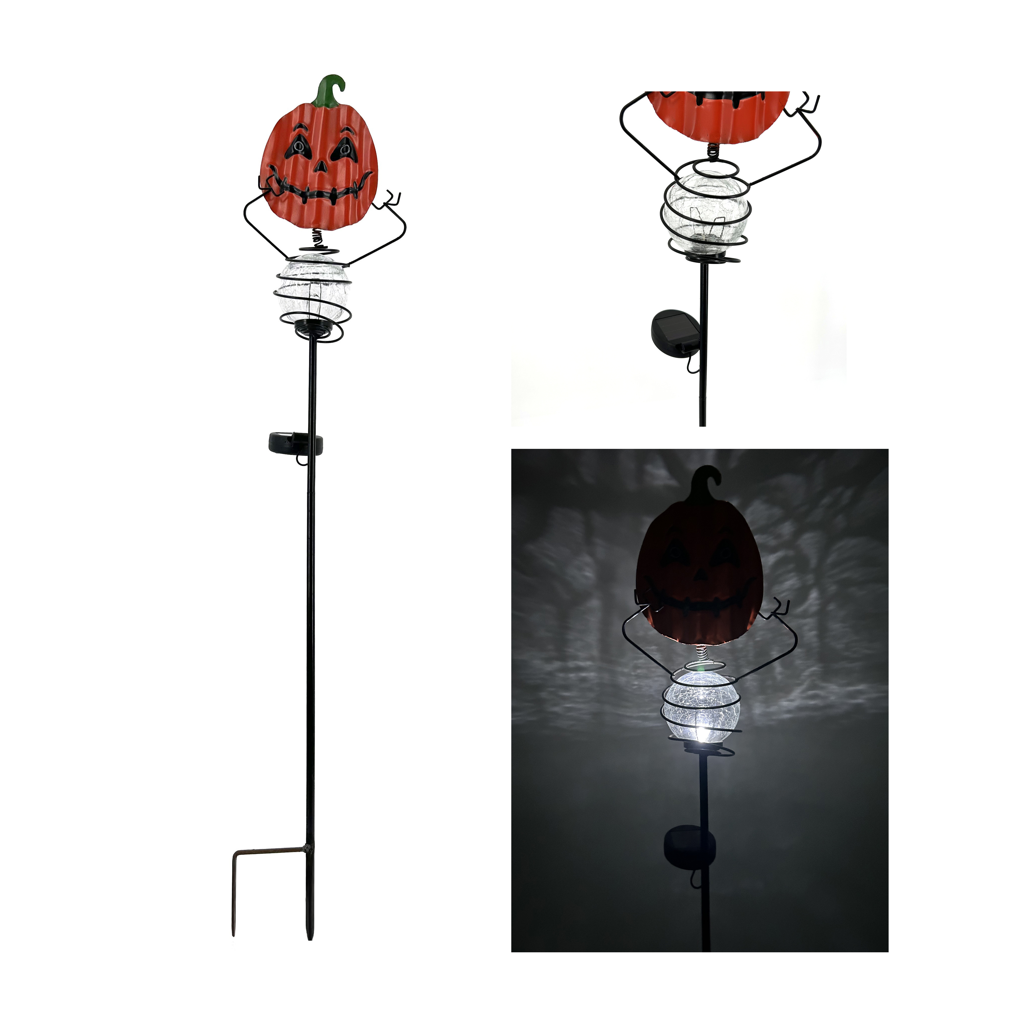 Halloween Pumpkin Decor Solar Stake Lights Metal Grimace Pumpkin & Ghost & Mummy Decorative for Backyard Decor