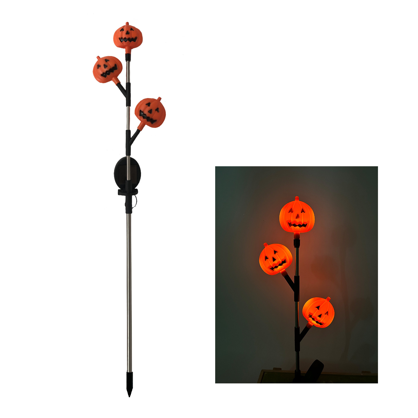 Waterproof Halloween 3 Plastic Grimace Pumpkin & Ghost Head Decor Solar Stake Lights for Backyard Decor