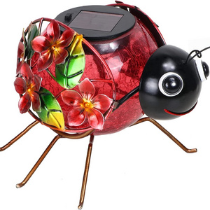 2023 Waterproof LED Solar Lights Outdoor Ladybug Decorative Tabletop Lanterns for Patio Garden Table Decor