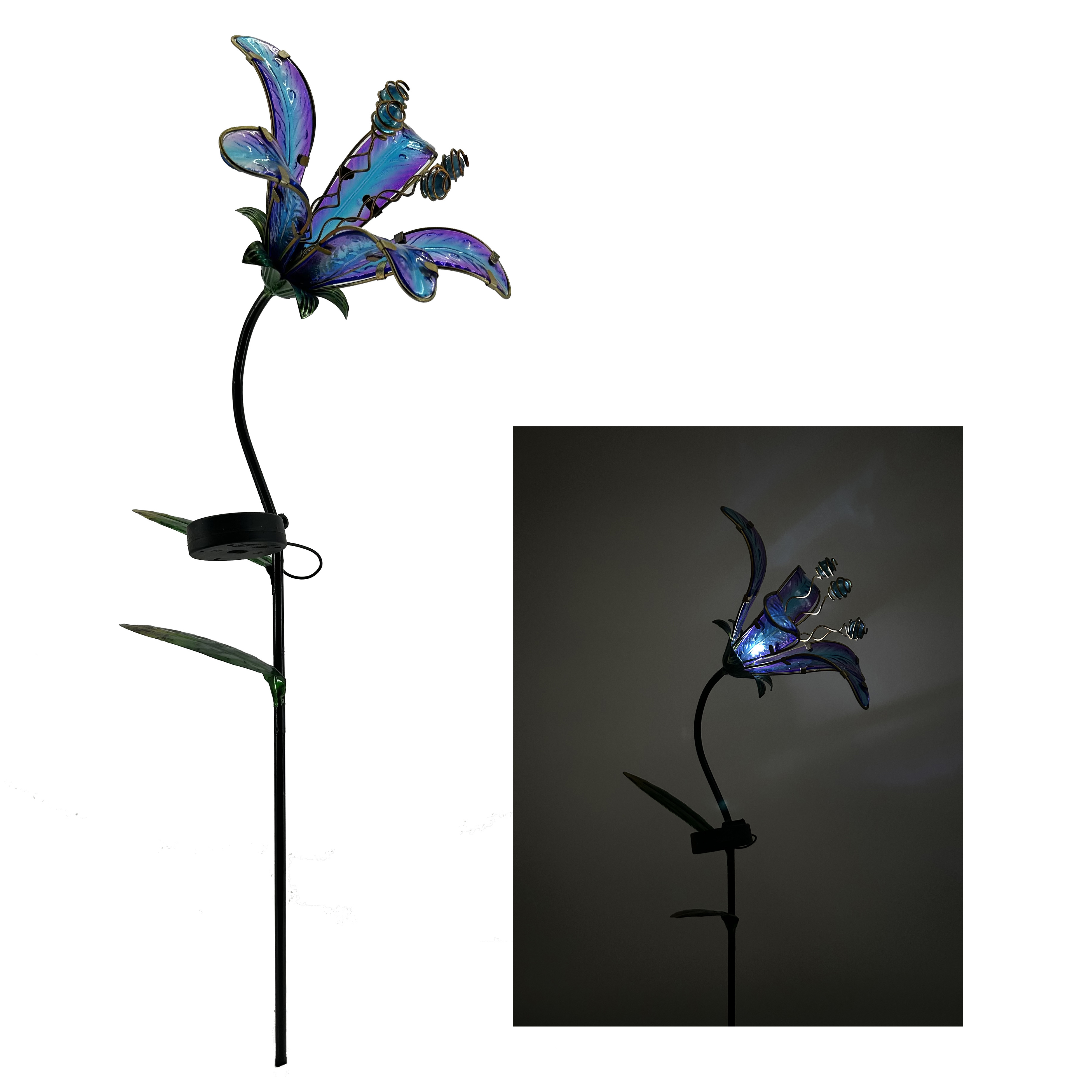 Outdoor Waterproof Metal Flower and Small Bead Decorative Garden Solar Light Stake for Garden Ornaments