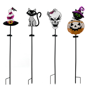 Outdoor Halloween Grimace & Witch Hat & Cat Pumpkin Decor Solar Stake Lights Metal Grimace Decorative for Backyard Decor