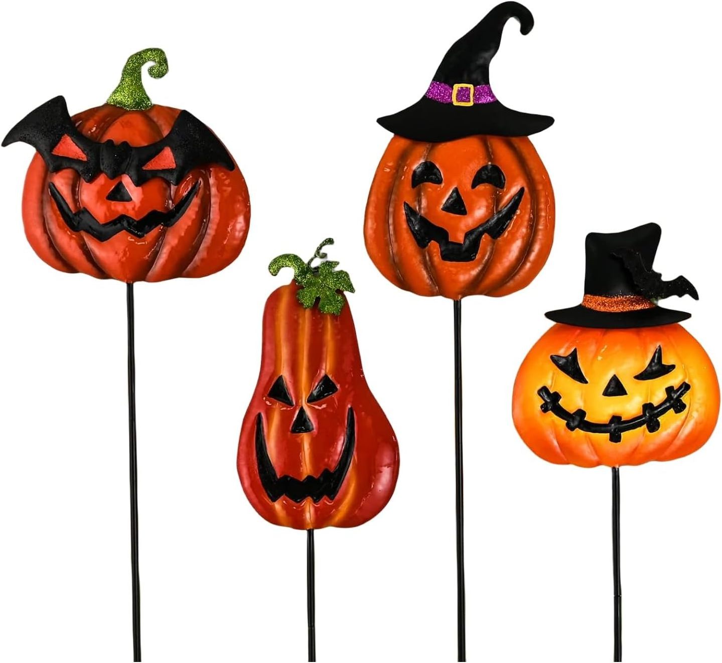 Halloween Scarecrow and Crow Pumpkin Decor Stake Metal Grimace Pumpkin Decorative for Backyard Decor