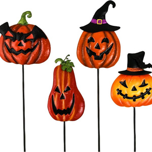 Halloween Scarecrow and Crow Pumpkin Decor Stake Metal Grimace Pumpkin Decorative for Backyard Decor